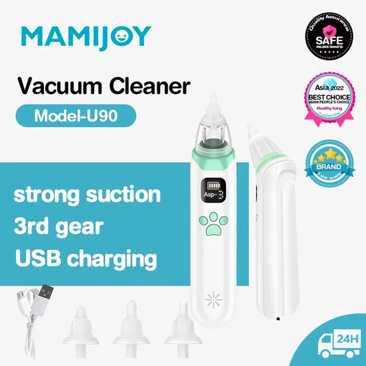 MAMIJOY Electric Baby Nasal Absorber Mucus Nose Suction Cleaner Silent Baby Obstruction Rhinitis Cleaner with Music U90