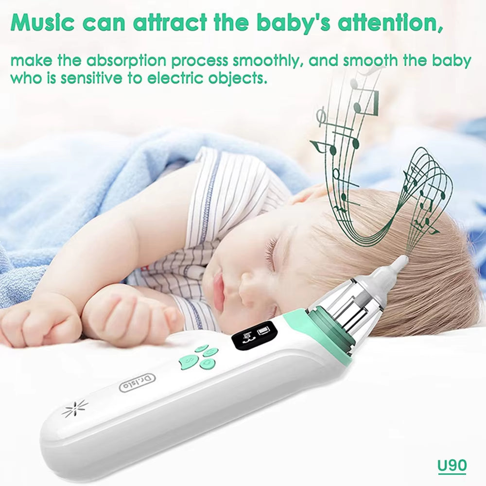 MAMIJOY Electric Baby Nasal Absorber Mucus Nose Suction Cleaner Silent Baby Obstruction Rhinitis Cleaner with Music U90