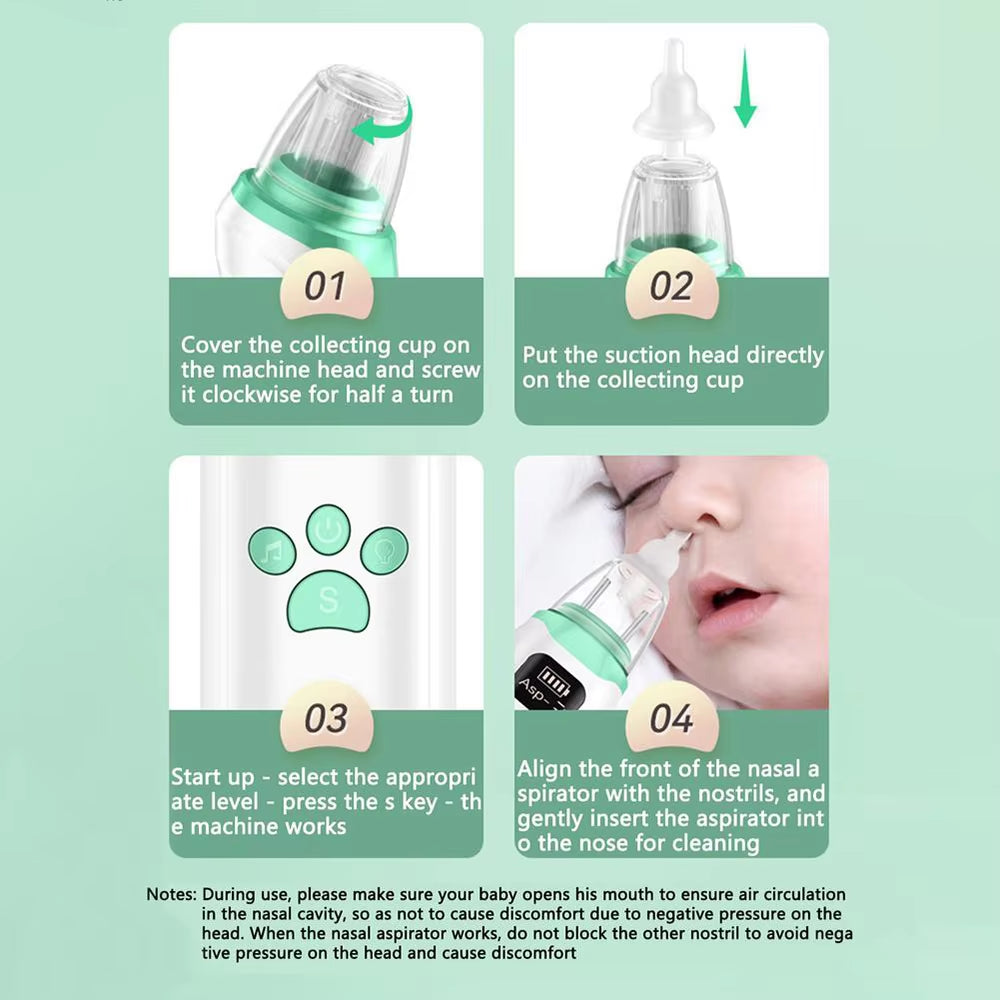 MAMIJOY Electric Baby Nasal Absorber Mucus Nose Suction Cleaner Silent Baby Obstruction Rhinitis Cleaner with Music U90